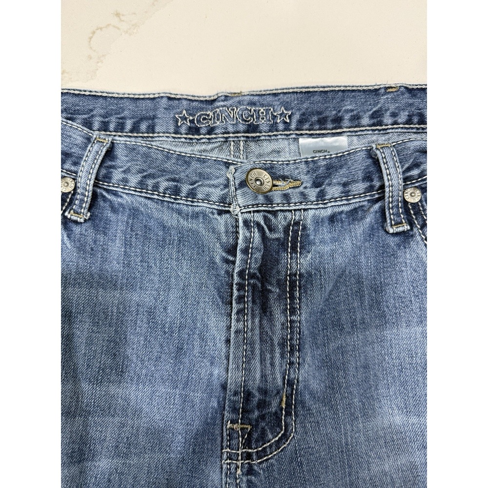 Cinch Jeans Mens 40x34 Dooley Relaxed Fit Blue Light Wash‎ Hand Sanded Bootcut - Picture 16 of 16